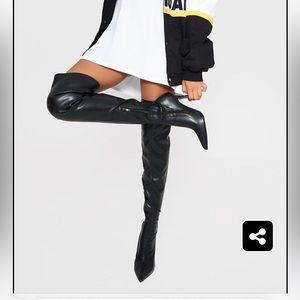 Thight High Black Leather Boots